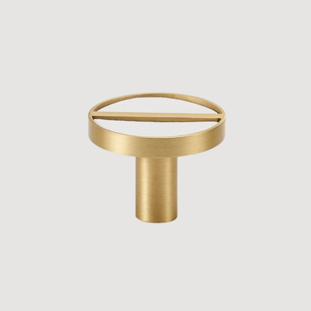 Knop 1076 | Messing + Læder | Hvid