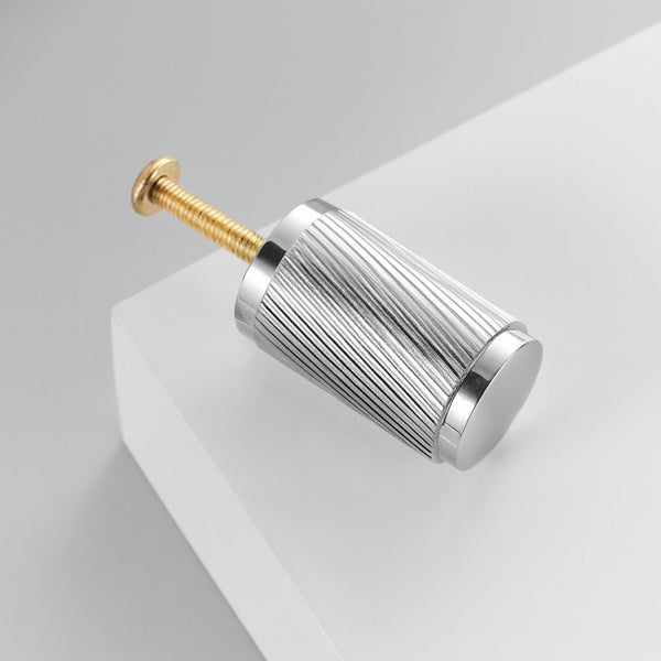 Knopp 3146 | Räfflad | Krom