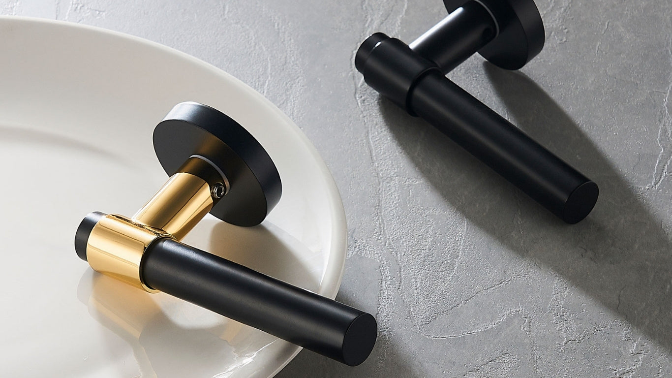 Door handle 308A-210 | Black + PVD Gold