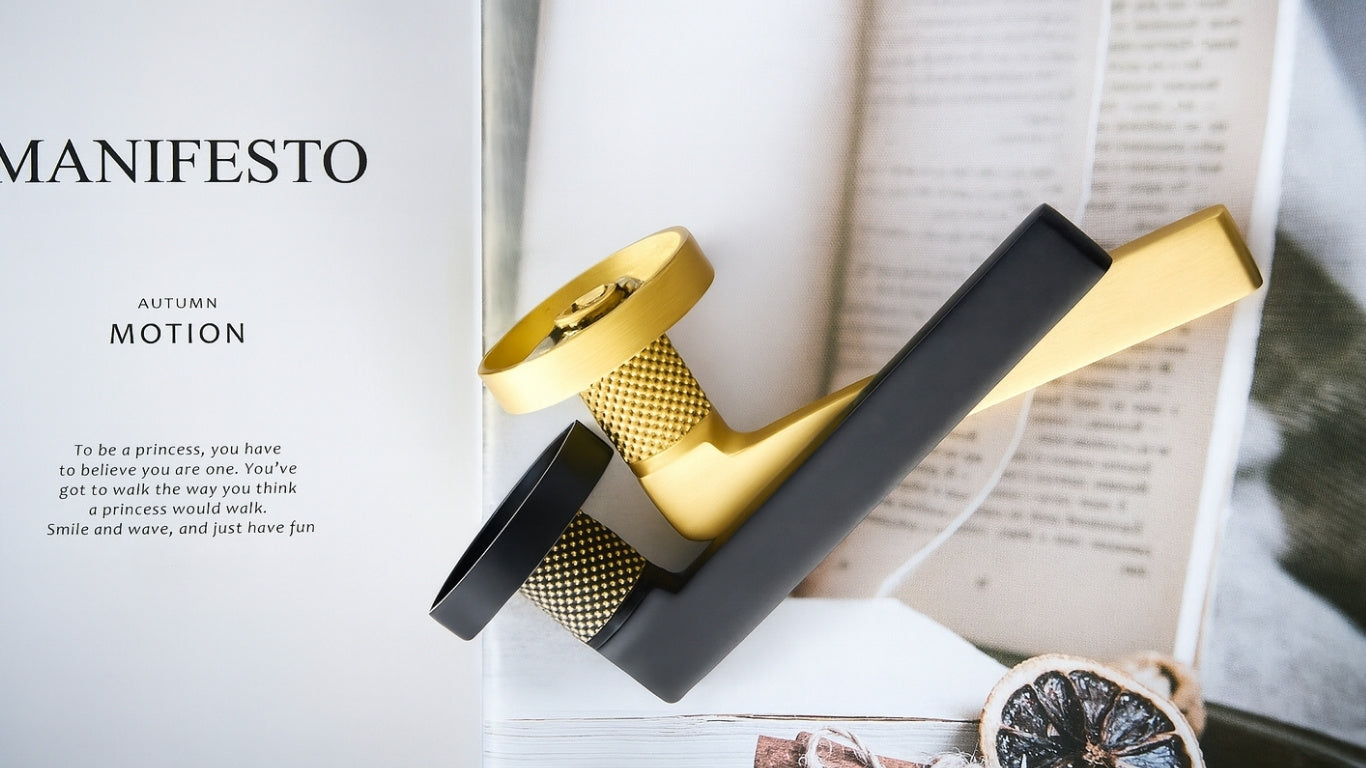 Door handle 308A-213 | Black + Brass