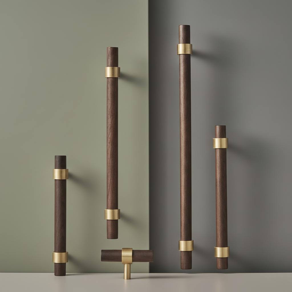 Håndtak CH025W | Valnøtt + Messing