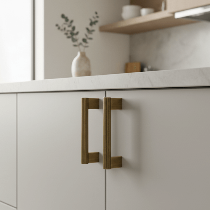 Maniglia CH052 | Zigrinata | Ottone Antico