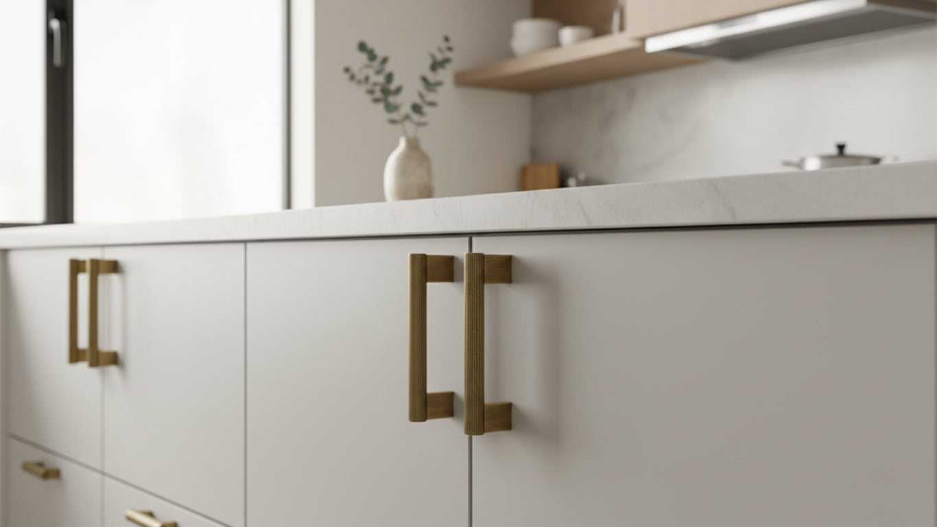 Håndtak CH052 | Riflet | Antikk Messing